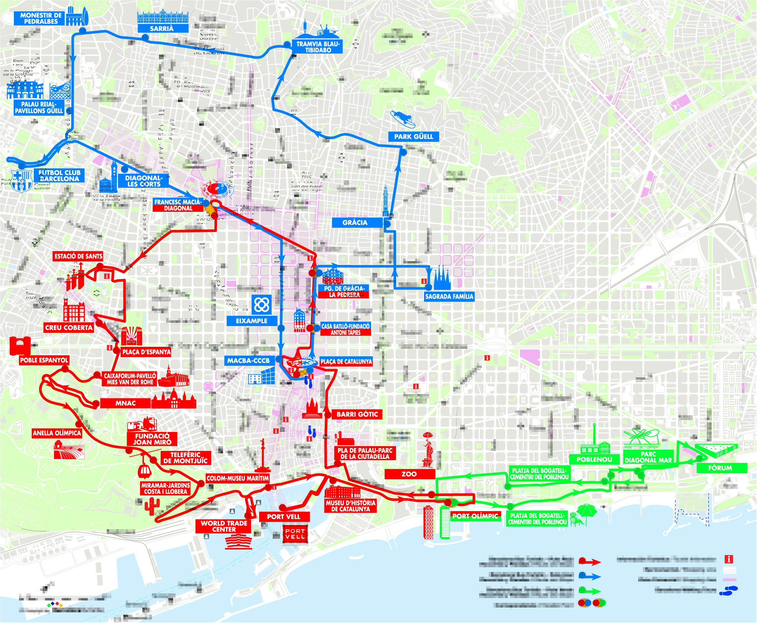 Barcelona Hop On Hop Off City Bus Tour Route Map - Tour Look